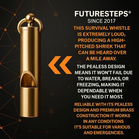 Loudest Brass Whistle — The Original 2-Inch Premium Emergency Whistle 125db+ One Piece Outdoor Survival Whistle On Key-Chain or Hang Around Your Neck and Carry it Anywhere! in Saudi Arabia