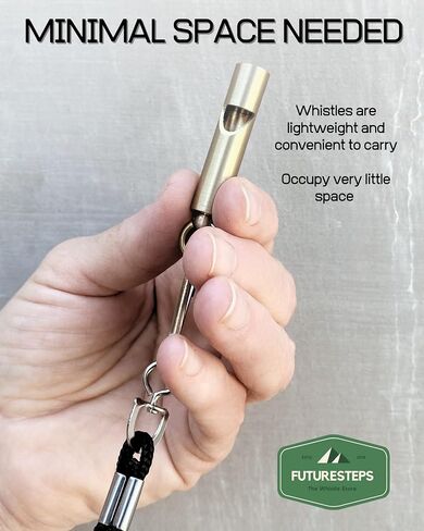 Premium Brass Whistles 125 decimals Set of 2 - Includes 2 Black Lanyard 30 Inches - Loud Survival Whistles - Solid Brass in Saudi Arabia
