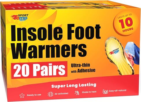 Insole Foot Warmers - Up to 10 Hours of Heat, Easily Apply with Adhesive - Ultra Thin, Easy, All Natural - Air Activated, Odorless Hot Insole Warmers - Sport Temp in Saudi Arabia