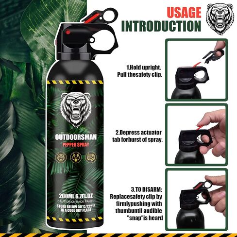 Pepper Spray Outdoor Easy Carry and Fast Access Self Defense Deterrent for Camping, Hiking, Fishing, Powerful Blast Pattern Safety for Both Women and Men Quick Release 6.7OZ in Saudi Arabia