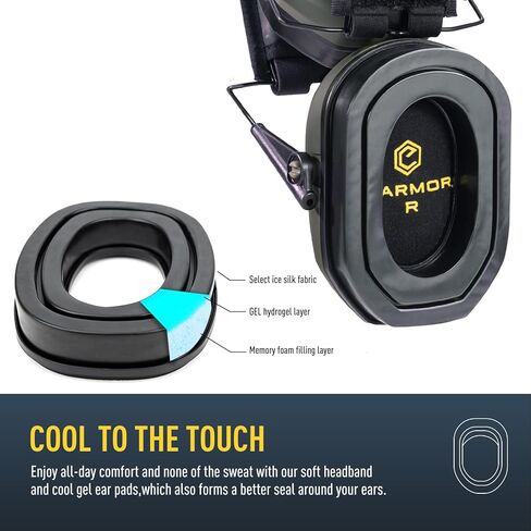 EARMOR Electronic Shooting Ear Protection and Storage Bag, Gel Ear Paded, 30dB SNR Noise Reduction, 4 Omnidirectional Mic, Black in Saudi Arabia
