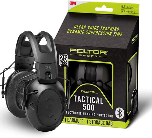 Peltor Sport Tactical 500 Bluetooth Hearing Protection Ear Muffs, 25 dB NRR | Electronic Hearing Protection Headphones for Shooting, Hunting, Mowing, Construction, Concerts, & More in Saudi Arabia