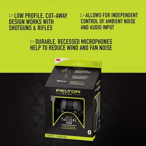 Peltor Sport Tactical 500 Bluetooth Hearing Protection Ear Muffs, 25 dB NRR | Electronic Hearing Protection Headphones for Shooting, Hunting, Mowing, Construction, Concerts, & More in Saudi Arabia