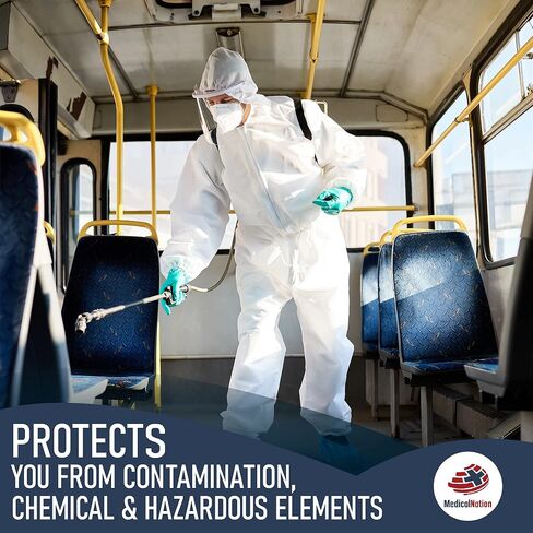 Hazmat Suits Disposable | 10 Pack | Hooded, Heavy Duty, Breathable Disposable Coverall, Painter Suit| 9 Sizes in Saudi Arabia