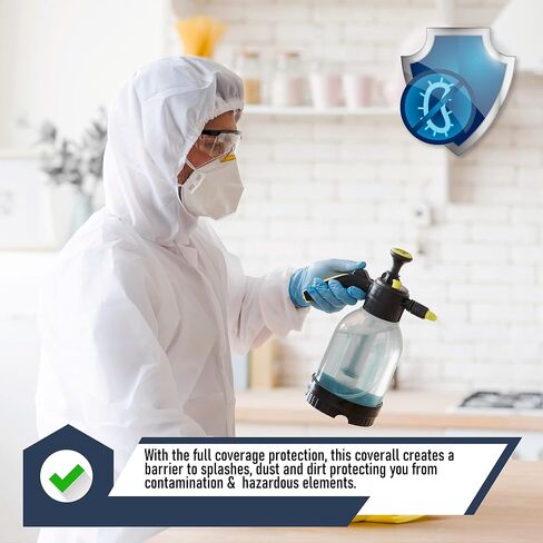 Hazmat Suits Disposable | 10 Pack | Hooded, Heavy Duty, Breathable Disposable Coverall, Painter Suit| 9 Sizes in Saudi Arabia