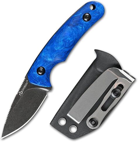 Knives DC53 Steel Tactical Hunting Small Fixed Blade Knife Micarta Handle with kydex sheath for Men EDC Outdoor Camping Survival (White+Brown) in Saudi Arabia