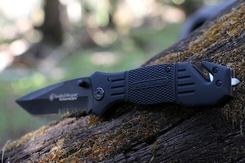 Smith & Wesson SWFR2S 8in High Carbon S.S. Folding Knife with 3.3in Tanto Point Serrated Blade and Aluminum Handle for Outdoor, Tactical, Survival and EDC in Kuwait