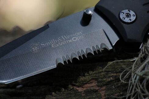Smith & Wesson SWFR2S 8in High Carbon S.S. Folding Knife with 3.3in Tanto Point Serrated Blade and Aluminum Handle for Outdoor, Tactical, Survival and EDC in Kuwait