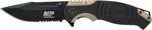 Smith & Wesson M&P SWMP13BS 8.2in High Carbon S.S. Folding Knife with 3.5in Serrated Clip Point Blade and Aluminum Handle for Tactical, Survival and EDC in Kuwait