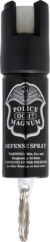Police Magnum Mini Pepper Spray Self Defense Safety Tool- Tactical Strong Built-in Keyring Holder- Maximum Heat Strength OC- Made in The USA 1/2oz in Saudi Arabia