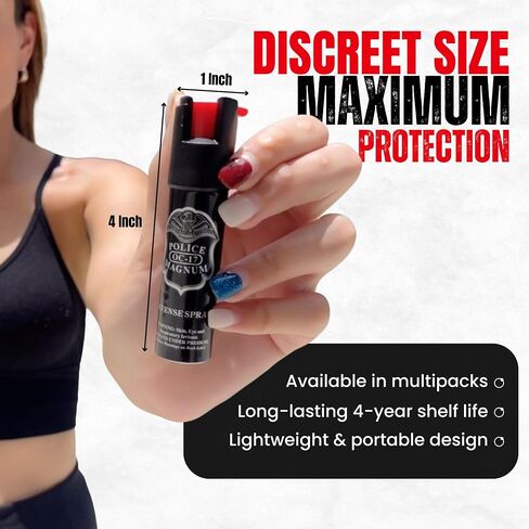Police Magnum Compact Pepper Spray for Personal Safety - Maximum Heat Strength OC - Small, Discreet Carry Canister - Made in the USA-3 Pack 3/4oz TL in Saudi Arabia