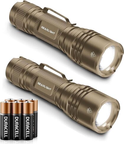 GearLight LED Tactical Flashlights High Lumens - Mini Flashlights for EDC Carry - Compact Powerful Emergency Flashlight Made from Military-Grade Aluminum - Drop Resistant and Water Resistant in Kuwait