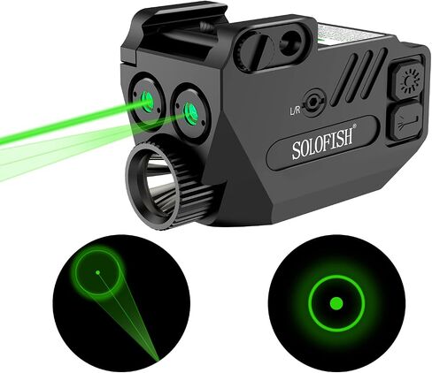 500lm Pistol Light Laser Combo with Strobe & Momentary | Adjustable Rail Mount Blue Green Beam and gun Light Fits Compact & Full Size Rail in Saudi Arabia
