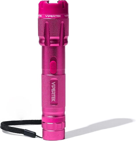 VIPERTEK VTS-T03 Aluminum Stun Gun for Self Defense Rechargeable with LED Flashlight, Pink in Kuwait