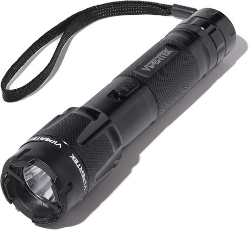 VIPERTEK VTS-T03 Aluminum Stun Gun for Self Defense Rechargeable with LED Flashlight, Black in Kuwait