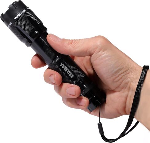 VIPERTEK VTS-T03 Aluminum Stun Gun for Self Defense Rechargeable with LED Flashlight, Black in Kuwait