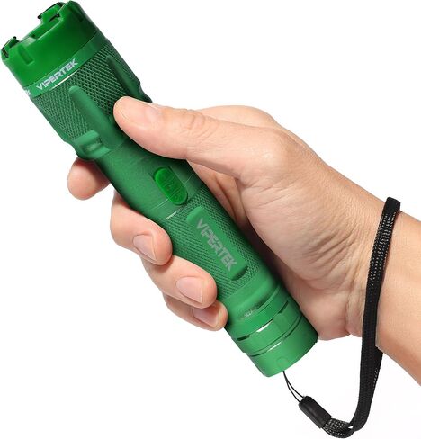 VIPERTEK VTS-T03 Aluminum Stun Gun for Self Defense Rechargeable with LED Flashlight, Green in Kuwait