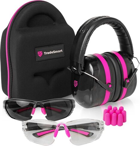 Shooting Ear & Eye Protection Kit, Combined NRR 38 | Every option stores in a hard clip-on case. You get anti-fog UV400 safety glasses, foam earplugs and foldable earmuffs. in Saudi Arabia