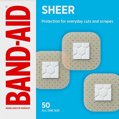 BAND-AID Brand Tru-Stay Sheer Adhesive Bandages, Assorted Sizes, 80 Count | Dependable Lightweight Protection, Sterile Wound Care for Minor Cuts & Scrapes, First Aid Kit Essential, Flexible Comfort in Kuwait