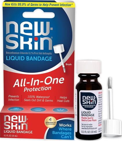 New-Skin Antiseptic Waterproof Liquid Bandage, Cuts & Blisters, 1 oz | Antiseptic waterproof liquid bandage dries quickly, clear and protects cuts, blisters, hangnails, calluses and cracked skin. in Kuwait