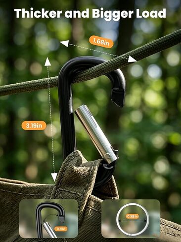 12Pcs Carabiner Clips, 3" Premium Aluminum Carabeaners D Ring Hook Multipurpose for Key Chain, Outdoor, School, Backpacking, Home【Not for Climbing】 in Saudi Arabia