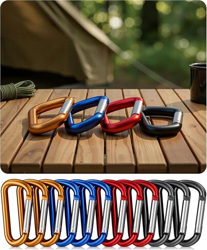 12Pcs Carabiner Clips, 3" Premium Aluminum Carabeaners D Ring Hook Multipurpose for Key Chain, Outdoor, School, Backpacking, Home【Not for Climbing】 in Saudi Arabia