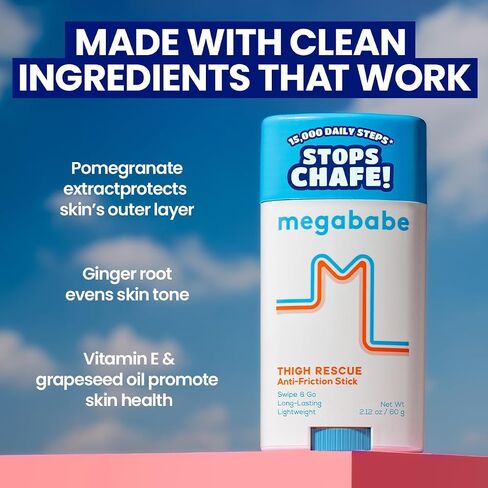 Megababe Thigh Rescue Anti-Chafe Stick | Prevents Skin Chafe & Irritation | Thighs, arms, Bra-Lines & More in Saudi Arabia
