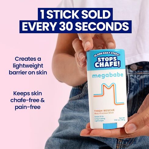 Megababe Thigh Rescue Anti-Chafe Stick | Prevents Skin Chafe & Irritation | Thighs, arms, Bra-Lines & More in Saudi Arabia
