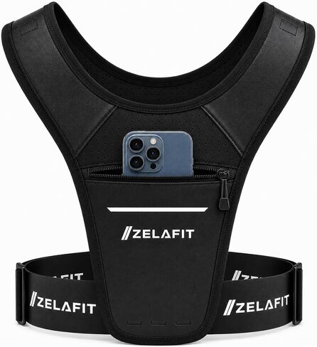 ZelaFit™ Running Phone Holder Vest for Women & Men – Lightweight Running Gear and Everyday Running Essentials – Chest Rig Phone Holder for Running (Black) in Saudi Arabia