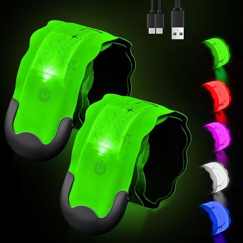 Fitense Rechargeable LED Armband 2-Pack, High Visibility Running Gear for Night Safety, 5 Colors & 3 Modes Light Up Wristbands for Night Walking, Cycling, Running Gift for Women Men Kids，White in Saudi Arabia