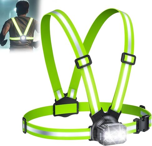 Viccux 500LM High-Visibility Running Lights for Runners, Adjustable 45° Beam & 360° Reflective Vest, IPX4 Waterproof Running Vest Light for Night Walking/Cycling/Jogging, 3.5-20Hrs Runtime in Kuwait