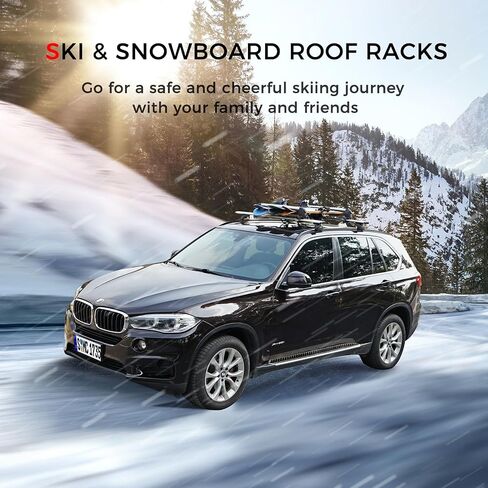 Ski and Snowboard Roof Racks, 24.3" Universal Ski Roof Rack Carrier | Fits 4 Pairs of Skis or 4 Snowboards, Safety Anti-Theft Lock Design, Silver in Saudi Arabia
