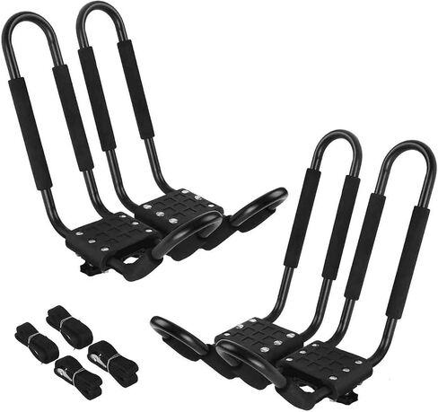 PIRIPARA Kayak Roof Rack 2 Pairs J-Bar Carrier Holder for Canoe, SUV, Cars, Truck, Surf Ski, Car Top Mount Racks for Trip, Set of 4 | 2 Pairs J-Bar Carrier Holder for Canoe, SUV, Cars, Truck, Surf Ski, Car Top Mount Racks for Trip, Set of 4 in Saudi Arabia
