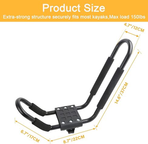 PIRIPARA Kayak Roof Rack 2 Pairs J-Bar Carrier Holder for Canoe, SUV, Cars, Truck, Surf Ski, Car Top Mount Racks for Trip, Set of 4 | 2 Pairs J-Bar Carrier Holder for Canoe, SUV, Cars, Truck, Surf Ski, Car Top Mount Racks for Trip, Set of 4 in Saudi Arabia