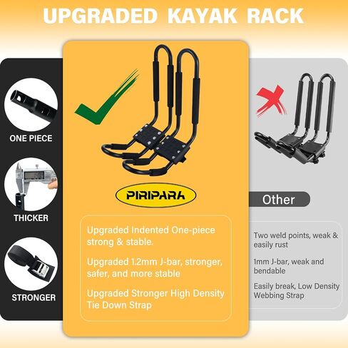 PIRIPARA Kayak Roof Rack 2 Pairs J-Bar Carrier Holder for Canoe, SUV, Cars, Truck, Surf Ski, Car Top Mount Racks for Trip, Set of 4 | 2 Pairs J-Bar Carrier Holder for Canoe, SUV, Cars, Truck, Surf Ski, Car Top Mount Racks for Trip, Set of 4 in Saudi Arabia