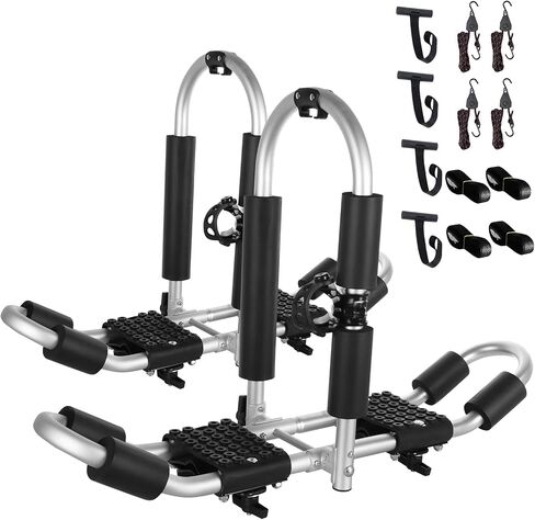 FORWODE Premium Kayak Roof Rack, 2 Pair J-Bar Roof Rack, Folding Adjustable Rack, Heavy Duty Kayak Roof Carrier 2 Kayak, Canoe, SUV, Surfboard on SUV, Car and Truck Crossbar in Saudi Arabia
