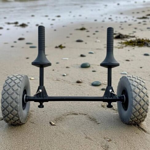 Beach Cart Wagon Trolley Carrier Trailer with Wheeled Frame and Sand Tires for Transport and Shore Supplies Suitable for Beach Trips Family outings, Black, Green, Detachable Kayak Cart in Saudi Arabia