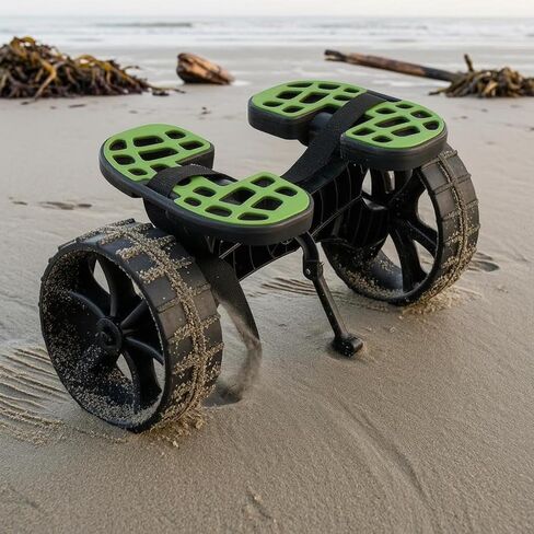 Beach Cart Wagon Trolley Carrier Trailer with Wheeled Frame and Sand Tires for Transport and Shore Supplies Suitable for Beach Trips Family outings, Black, Green, Detachable Kayak Cart in Saudi Arabia