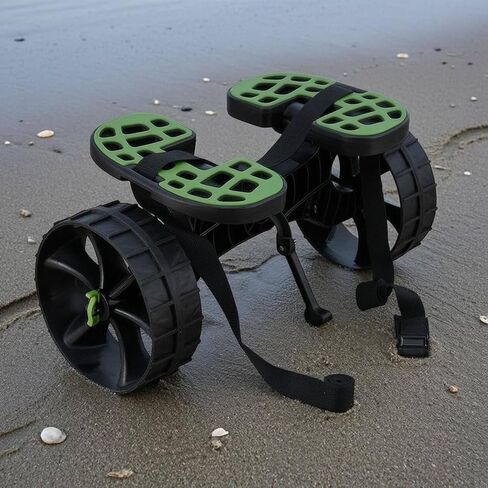 Beach Cart Wagon Trolley Carrier Trailer with Wheeled Frame and Sand Tires for Transport and Shore Supplies Suitable for Beach Trips Family outings, Black, Green, Detachable Kayak Cart in Saudi Arabia