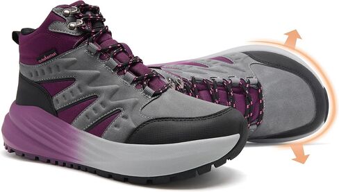 Women's Orthopedic Waterproof Hiking Boots: Comfortable Wide Toe Box Plantar Fasciitis Arch Support Walking Sports Shoes, Orthotic Diabetic Work Ankle Mid Boots for Feet and Heel Pain Relief in Saudi Arabia
