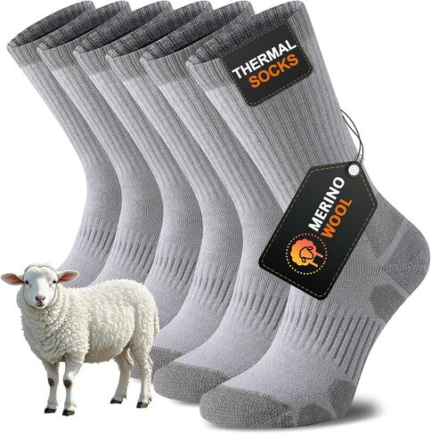 Niorasen Merino Wool Socks for Men & Women, Thermal Winter Crew Warm Socks | seamless toe and cushioned comfort, ideal for cold weather, work boots, hiking and holiday stocking stuffers, gift in Saudi Arabia