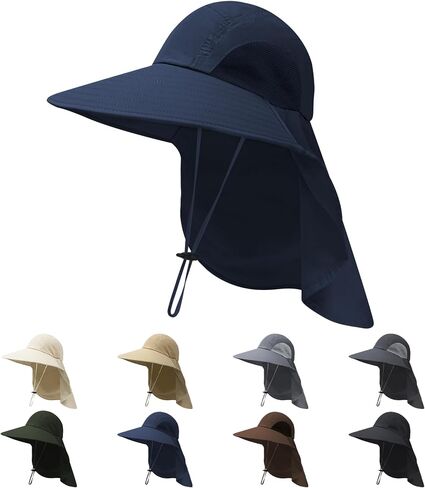 NPQQUAN Sun Hats for Men Women with Neck Flap UPF 50+ UV Protection | Wide Brim Bucket Hat, Water Resistant, Adjustable Size, Detachable Chin Strap, Foldable & Lightweight, Hiking Fishing Hats in Saudi Arabia
