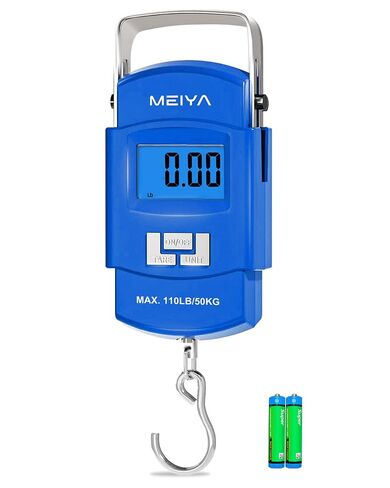 MEIYA Fish Scale 110lb/50kg Digital Fishing Scale with Backlit LCD, Portable Handle, Stainless Steel Hook & 2 AAA Batteries – Reliable Fishing Gear & Great Fishing Gifts for Men in Saudi Arabia