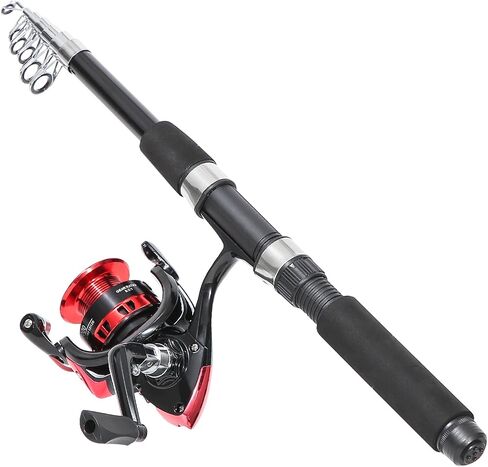 Tripquips Fishing Rod, 6.9ft 2Pcs Telescopic Fishing Rods Set, Carbon Fiber Fishing Pole, 2PCS Spinning Rod and Reel Combo with Carrier Bag Freshwater Fishing Rod and Reel Combos Kits Fishing Gear-Red in Saudi Arabia