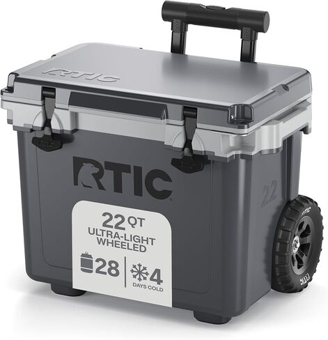 RTIC 22 QT Ultra-Light Wheeled Cooler with Handle | Wheeled Ice Chest Box for Beach, Drink, Beverage, Camping, Picnic, Fishing, Boat and Barbecue in Saudi Arabia