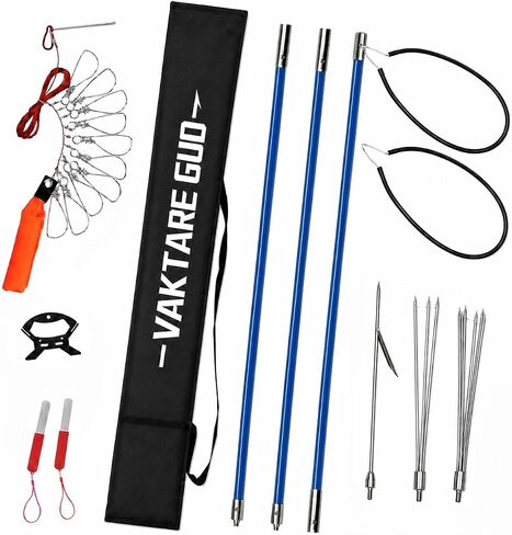 Hawaiian Sling Fishing Spear Set – Fiberglass Spearfishing Pole Spear with 3 Replaceable Stainless Steel Tips, Fish Line Holder, Sharpening Files, and Carry Bag in Saudi Arabia