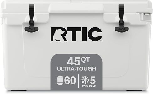 مبرد صلب للغاية RTIC 45 QT | صندوق الثلج الصلب المحمول للشاطئ والمشروبات والتخييم والنزهة وصيد الأسماك والقوارب والشواء in Kuwait