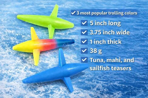 3pcs Multi Colored Saltwater Trolling Birds. Tuna Dolphin Sailfish Offshore Fishing Teaser Birds. Blue, Green and Rainbow in Kuwait