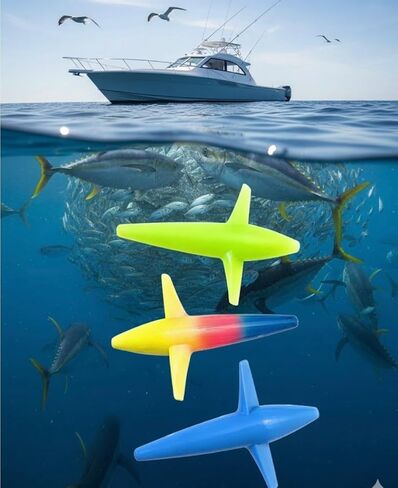 3pcs Multi Colored Saltwater Trolling Birds. Tuna Dolphin Sailfish Offshore Fishing Teaser Birds. Blue, Green and Rainbow in Kuwait