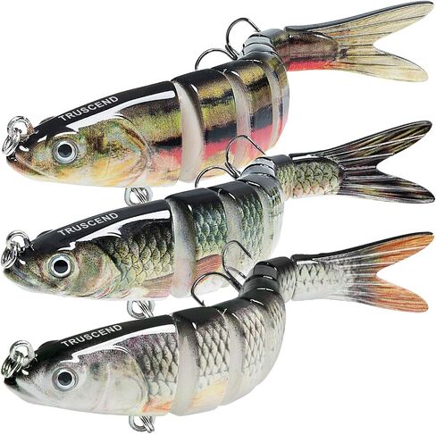 TRUSCEND Swimmax Easy Catch Fishing Lures with BKK Hooks, Wiggling, Vibrating, Rattling and Gurgling for More Bite, Heavy-Duty Dyneema Fiber Jointed Swimbaits for Bass, Trout, Walleye, Crappie, Pike in Kuwait